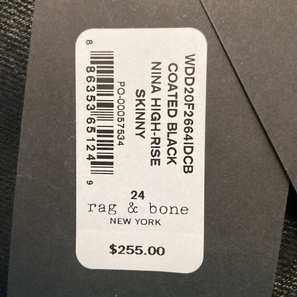 NWT Rag and Bone Nina High Rise Skinny black Jeans Size 24 - Picture 16 of 16